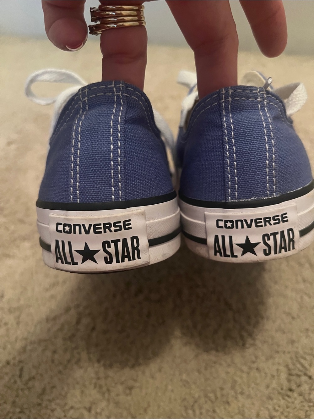 Converse All Star Low-Top Sneakers in Blue and White - Picture 2 of 7